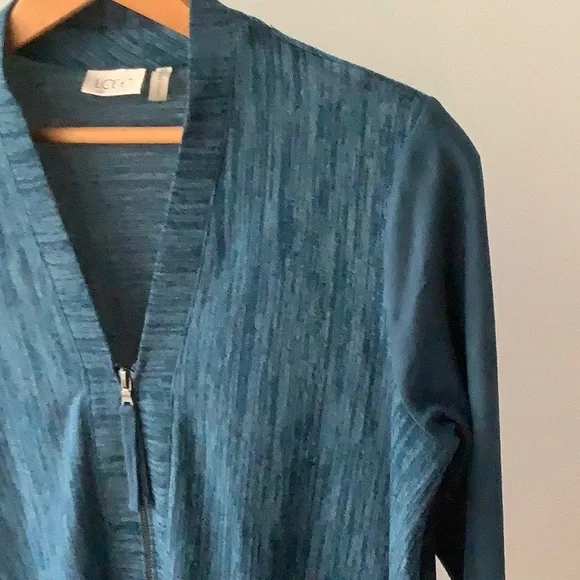 LOGO by Lori Goldstein Knit Cardigan with Faux Suede Details - Picture 5 of 15